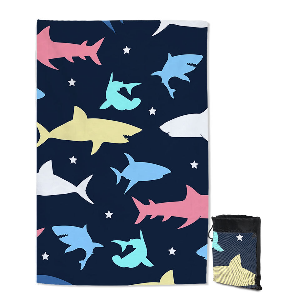 Multi Colored Sharks Microfibre Beach Towels