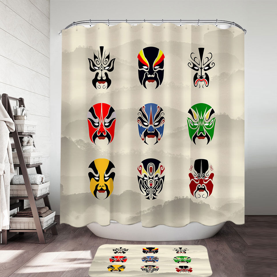 Multi Colored Shower Curtains Warrior Masks