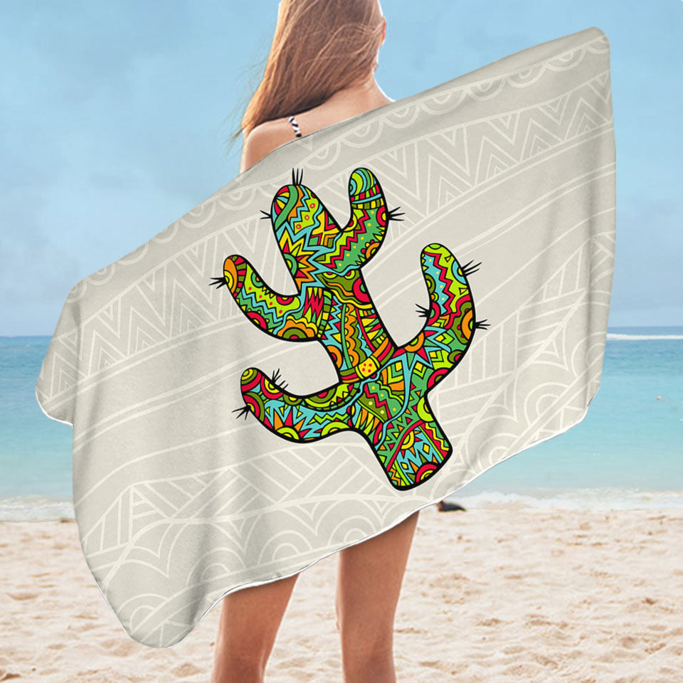 Multi Colored South American Cactus Beach Towels On Sale