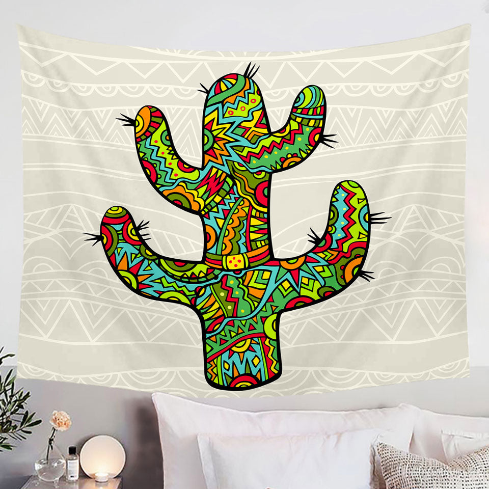 Multi Colored South American Cactus Wall Decor Tapestry