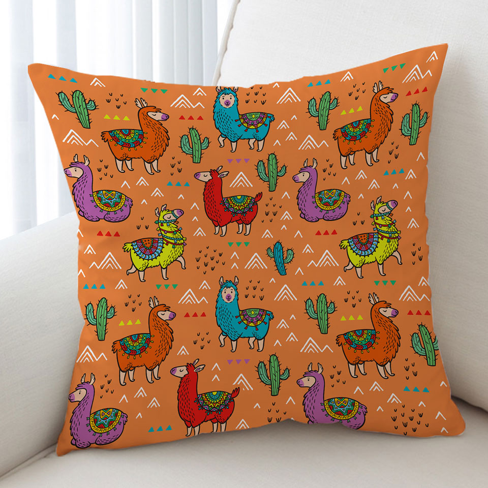 Multi Colored South American Llamas Cushion Covers