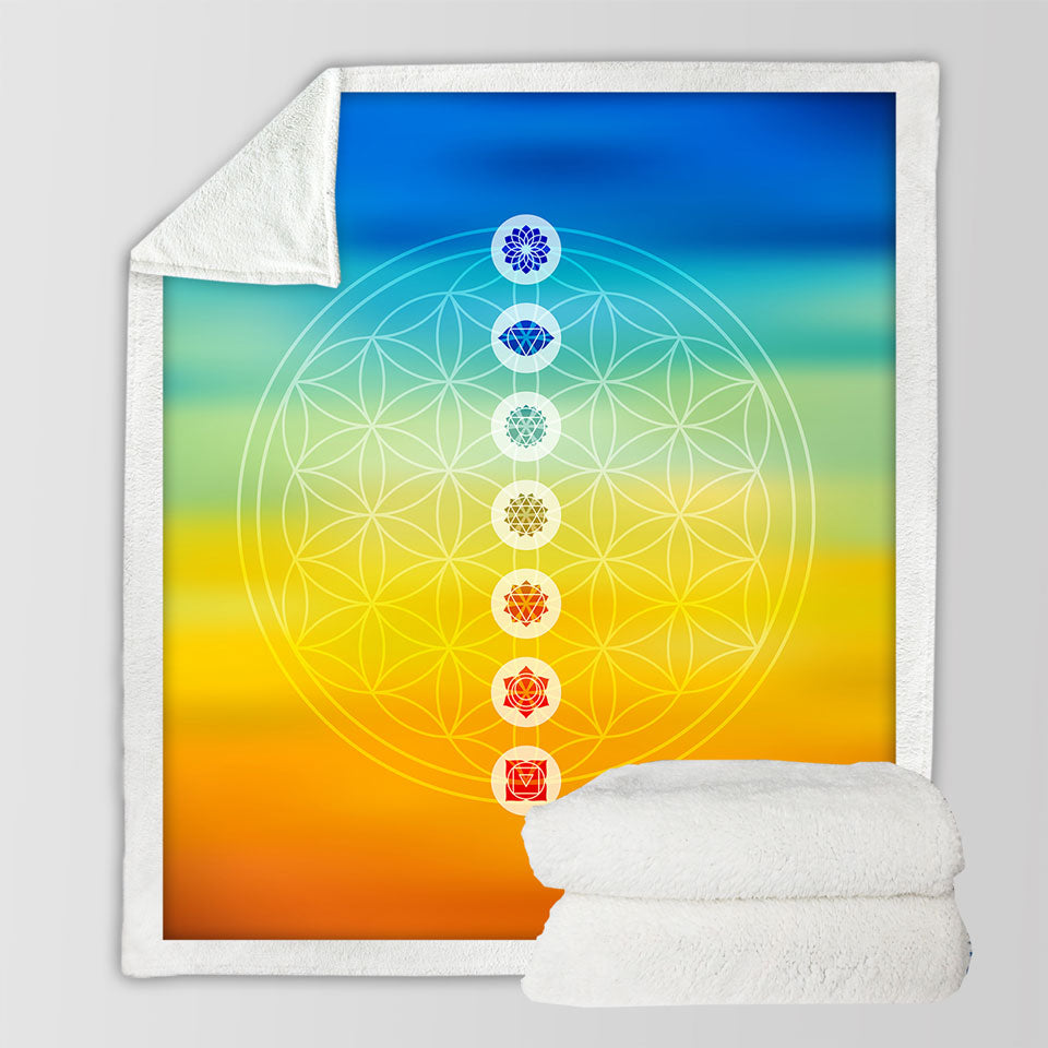 Multi Colored Spiritual Throws Energy Yoga Symbols