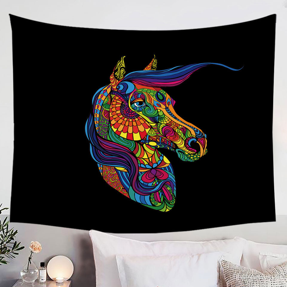 Multi Colored Tapestries Designed Pattern Horse