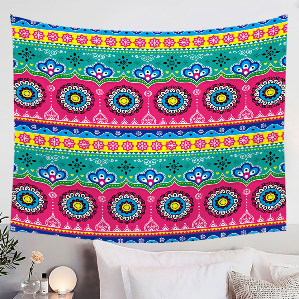 Colorful Fabric Tapestry of World Map