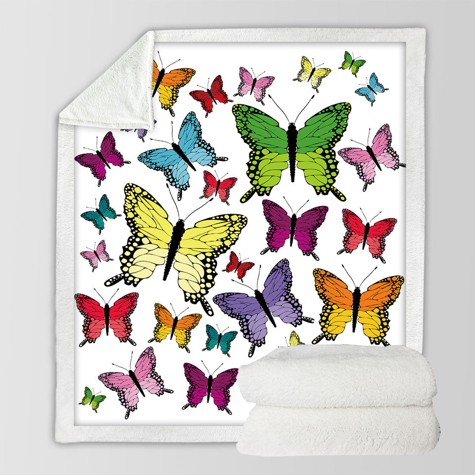 Multi Colored Throw Blanket with Butterflies