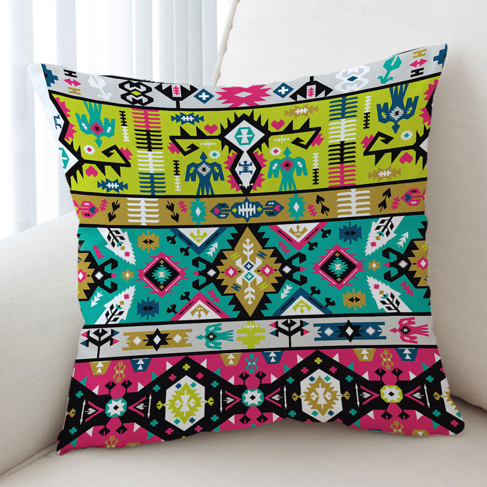 Multi Colored Throw Cushions Aztec Design