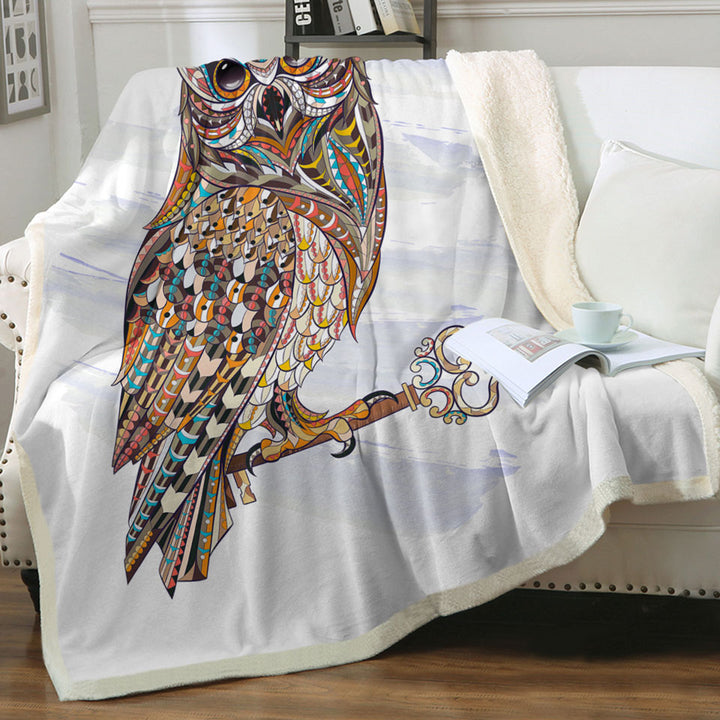 Multi Colored Throws with Artistic Owl