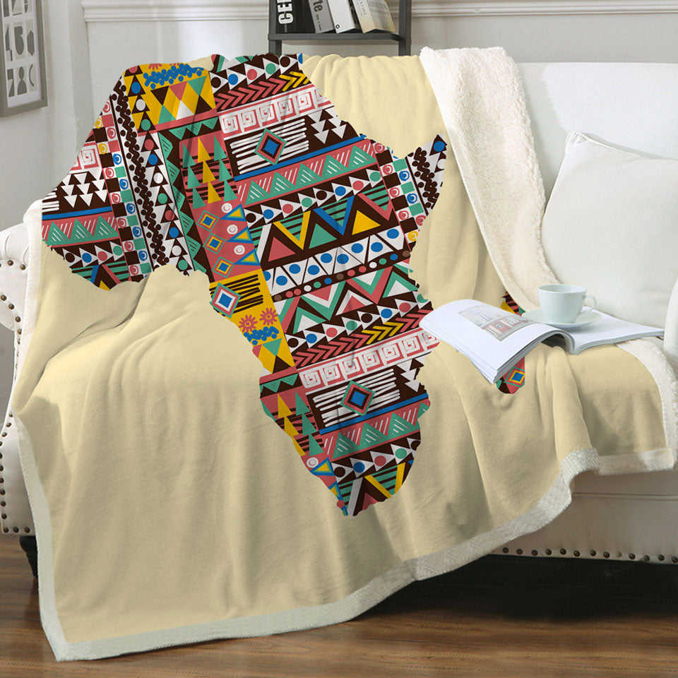 Multi Colored Throws with Patterns on Africa Map