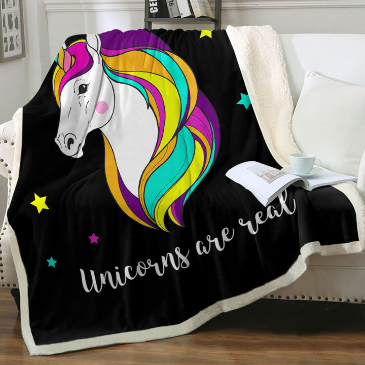 Multi Colored Unicorn and Stars Throws