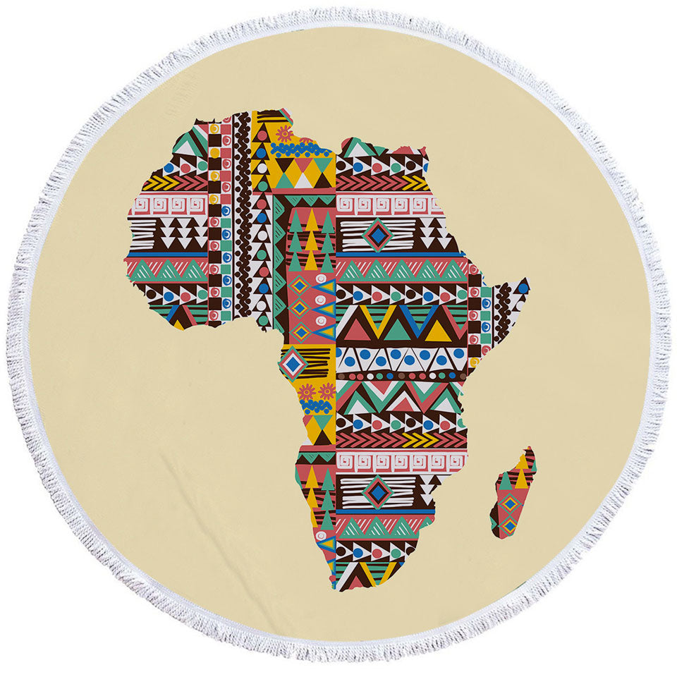 Multi Colored Unusual Beach Towels with Patterns on Africa Map