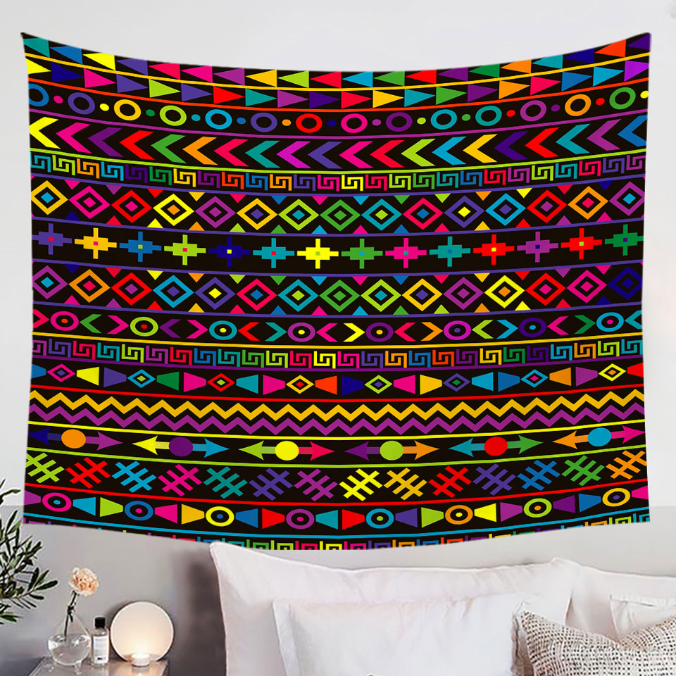 Multi Colored Wall Decor Tapestry Geometric Pattern