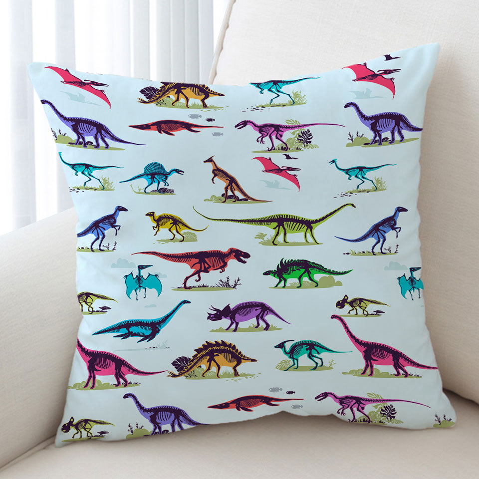 Multi Colored X rays of Dinosaurs Cushion Covers