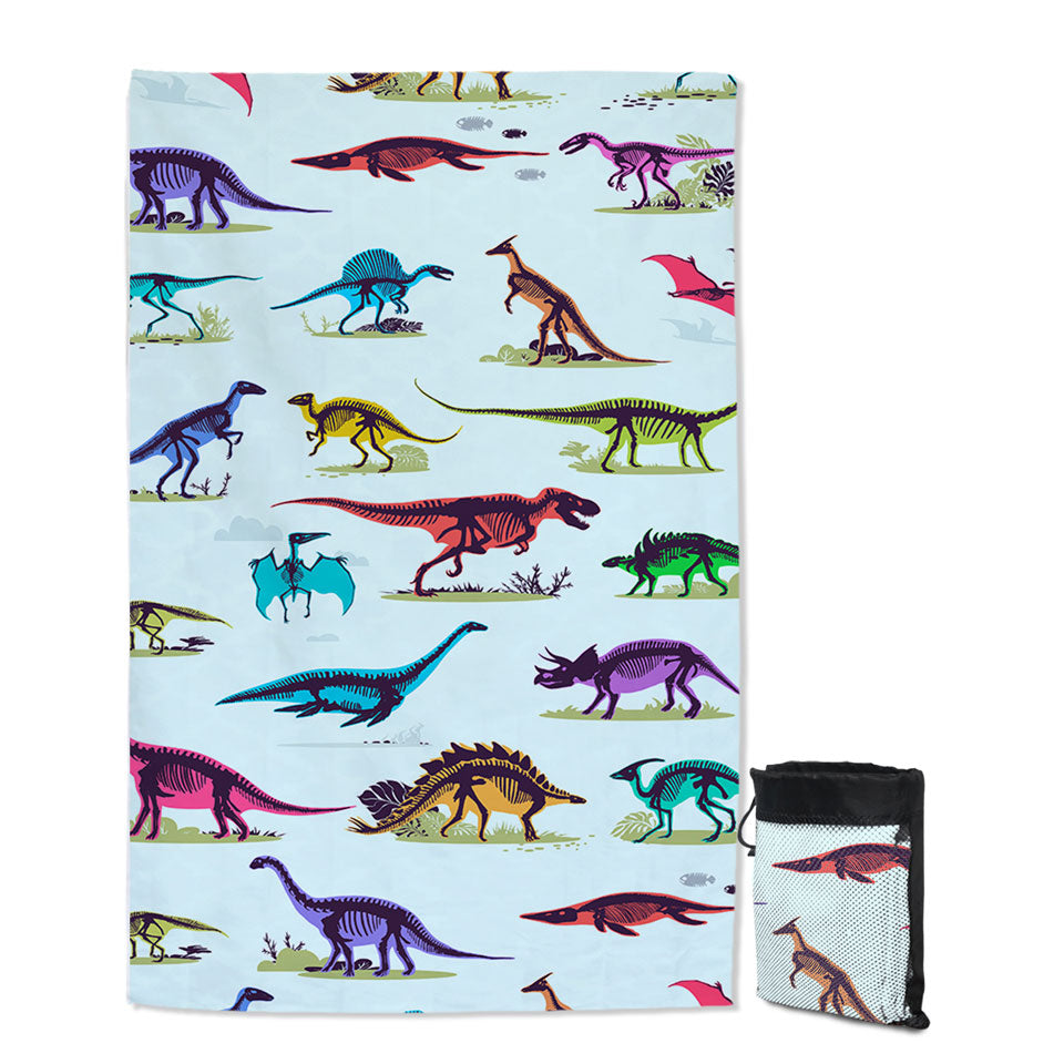 Multi Colored X rays of Dinosaurs Lightweight Beach Towels