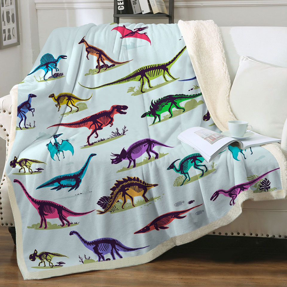 Multi Colored X rays of Dinosaurs Sherpa Blanket