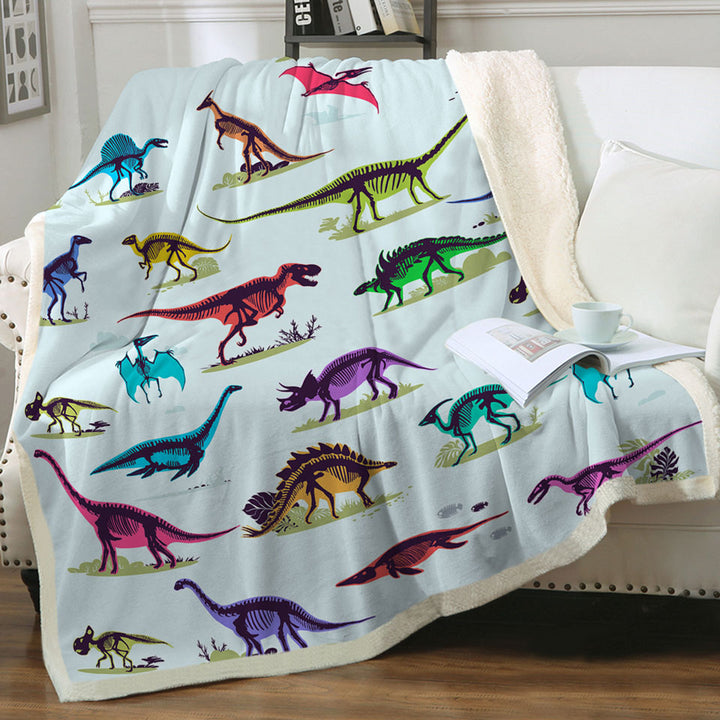 Multi Colored X rays of Dinosaurs Sherpa Blanket
