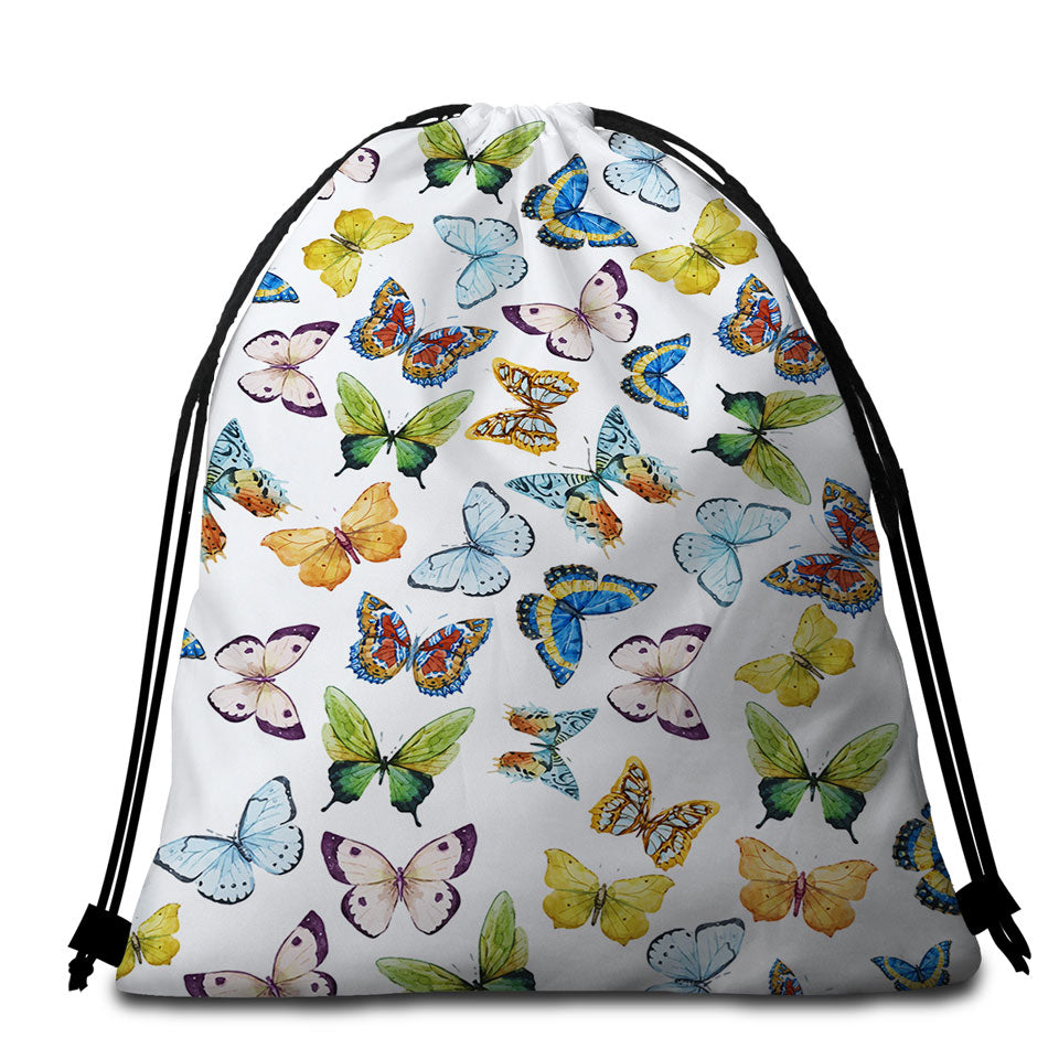 Multi Pattern and Colors Butterflies Beach Towel Bags