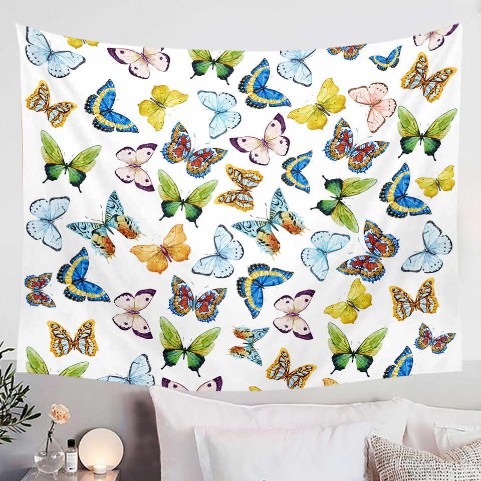 Multi Pattern and Colors Butterflies Tapestry