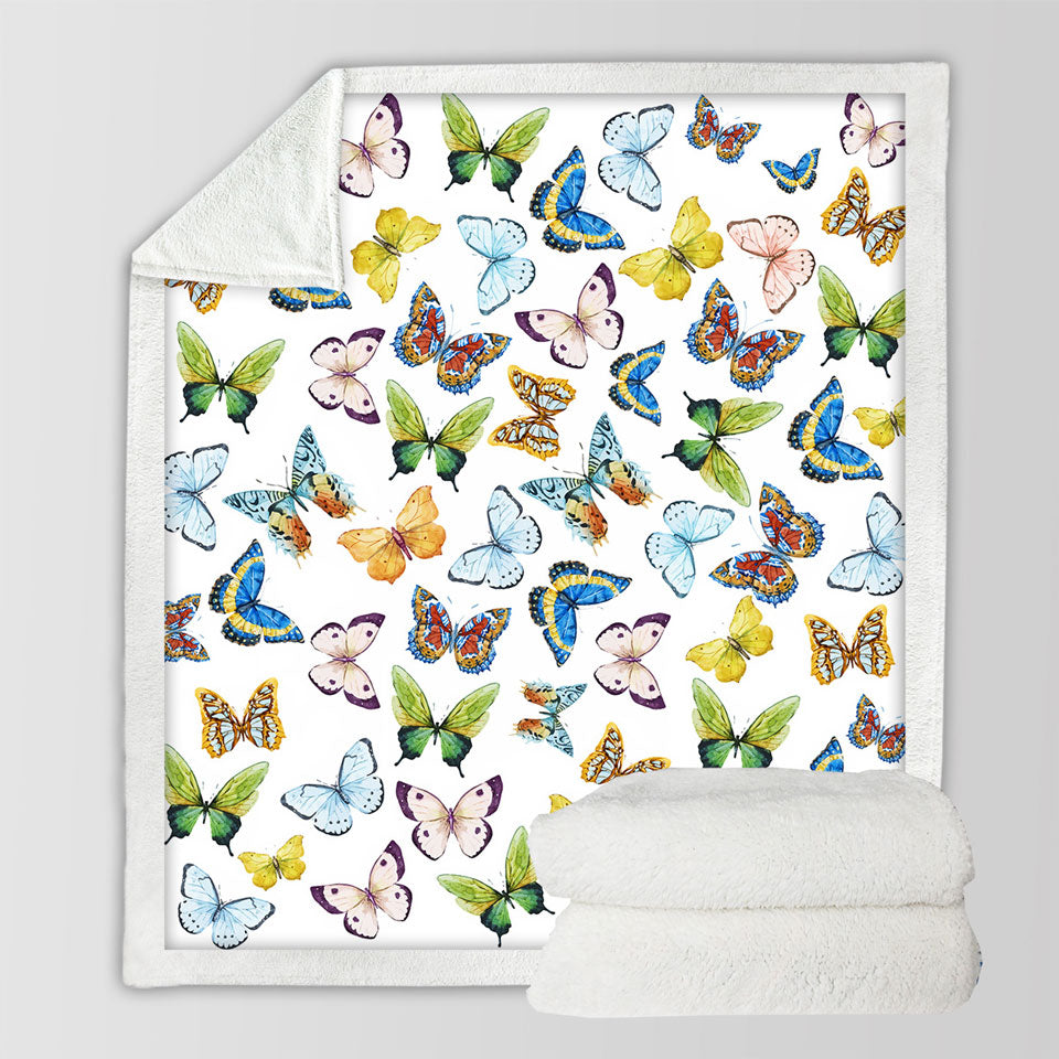 Multi Pattern and Colors Butterflies Throw Blankets