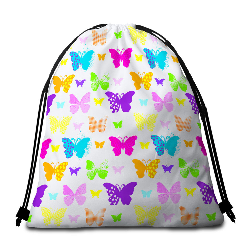Multi Patterns Colorful Butterflies Beach Towel Bags