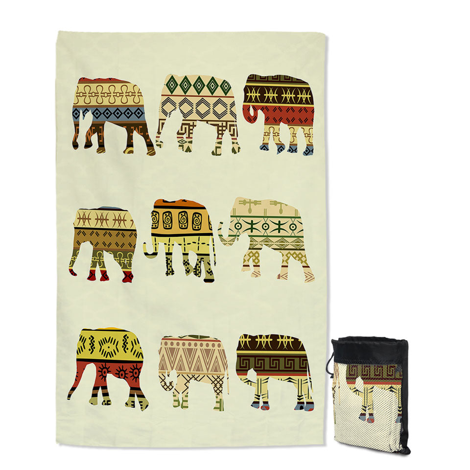 Multi Patterns Elephants Beach Towels