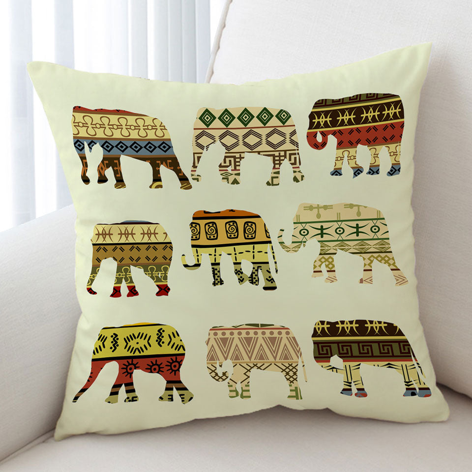 Multi Patterns Elephants Decorative Pillows