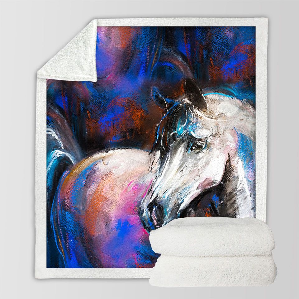 Multi colored Fleece Blankets Painted Horse