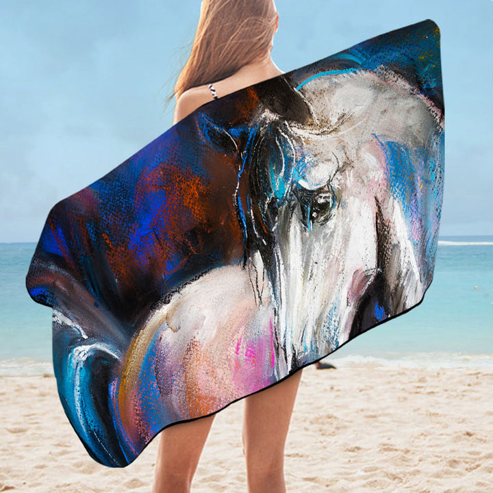 Multi colored Microfiber Beach Towel Painted Horse