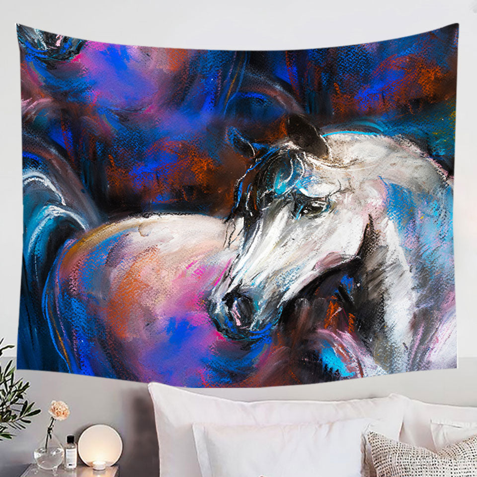 Multi colored Painted Horse Tapestry