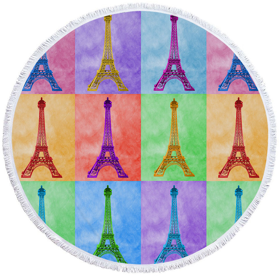 Multicolored Eiffel Tower Beach Towels On Sale