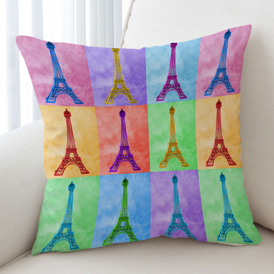 Multicolored Eiffel Tower Cushions