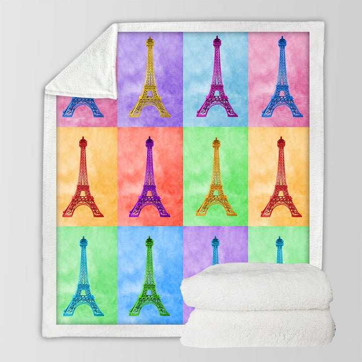 Multicolored Eiffel Tower Decorative Throws
