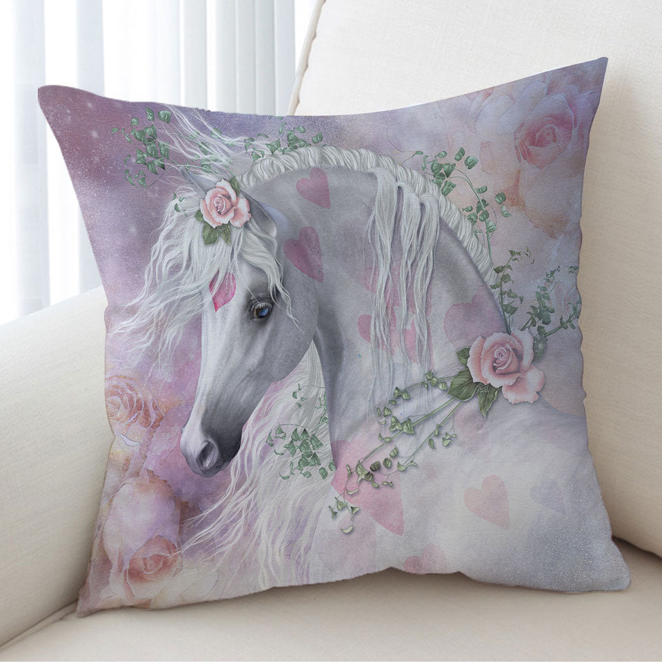 My Sweet Valentine Pinkish Hearts Roses Unicorn Cushion Covers for Girl
