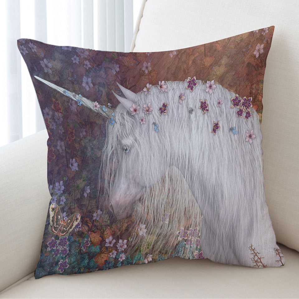 Mystic Spring Fantasy Art Floral Unicorn Cushion Covers for Girls
