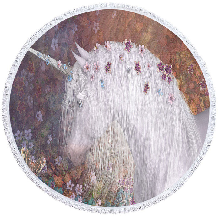 Mystic Spring Fantasy Art Floral Unicorn Girls Beach Towels