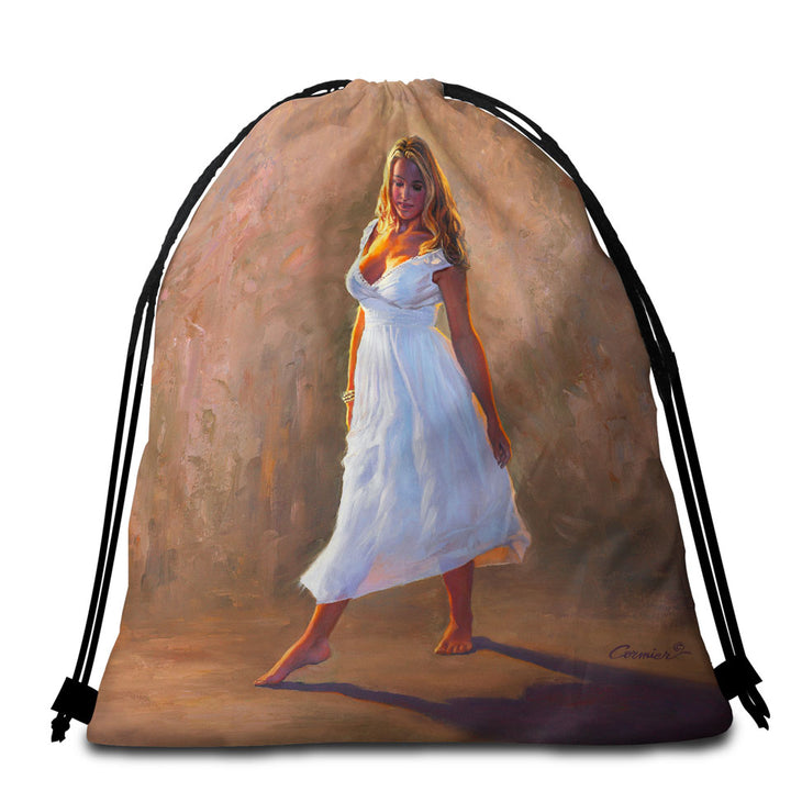 Natasha Beautiful Blond Woman Beach Towels and Bags Set