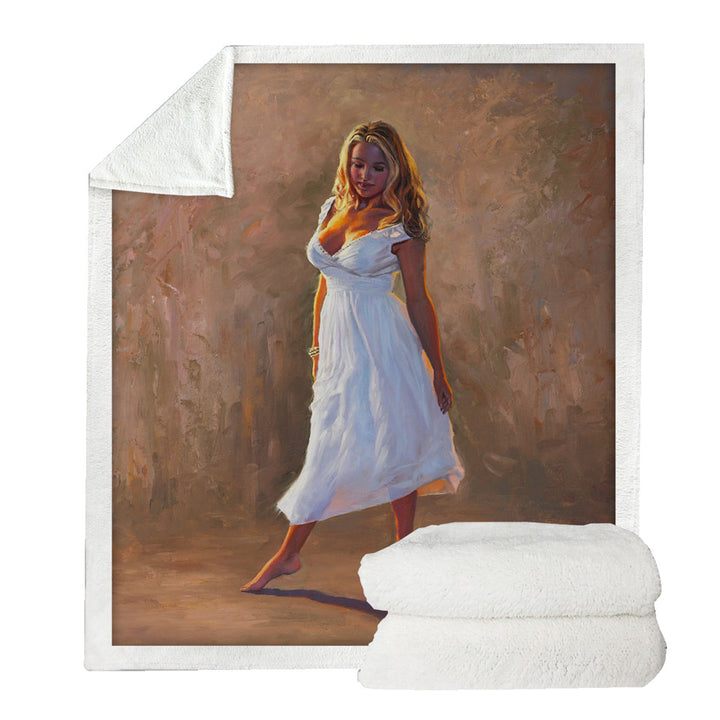 Natasha Beautiful Blond Woman Sofa Blankets