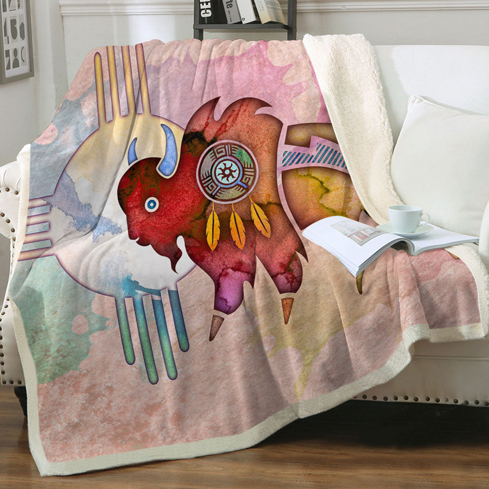products/Native-American-Animal-Art-Painted-Buffalo-Sofa-Blankets