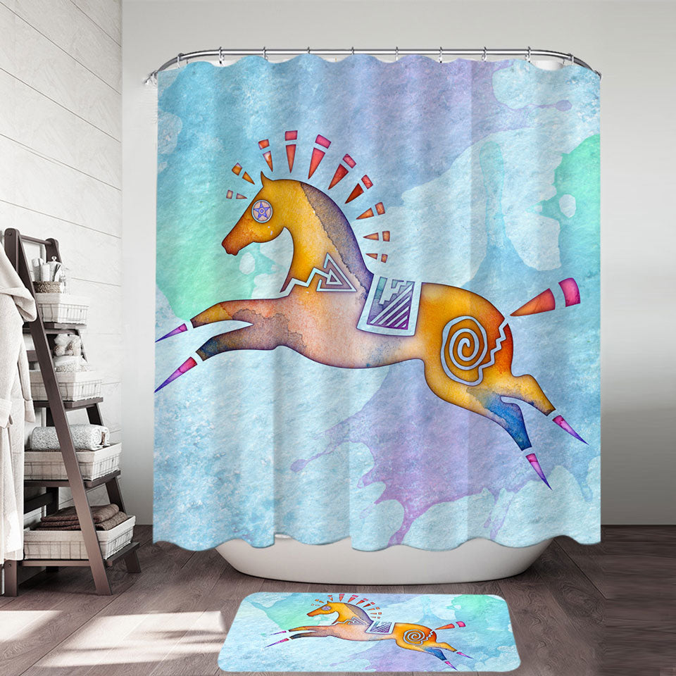 Native American Animal Art Painted Horse Pony Shower Curtain