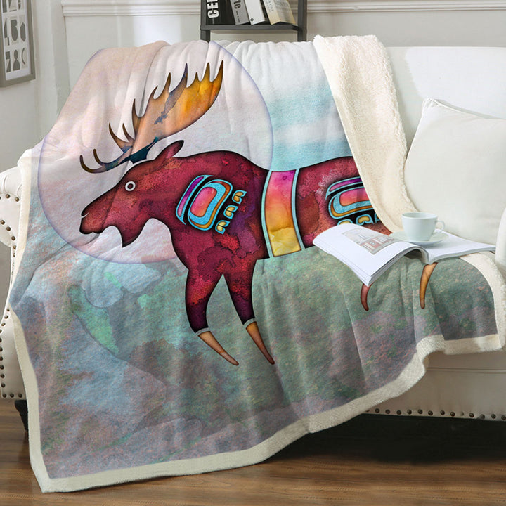 products/Native-American-Animal-Art-Painted-Moose-Throw-Blanket