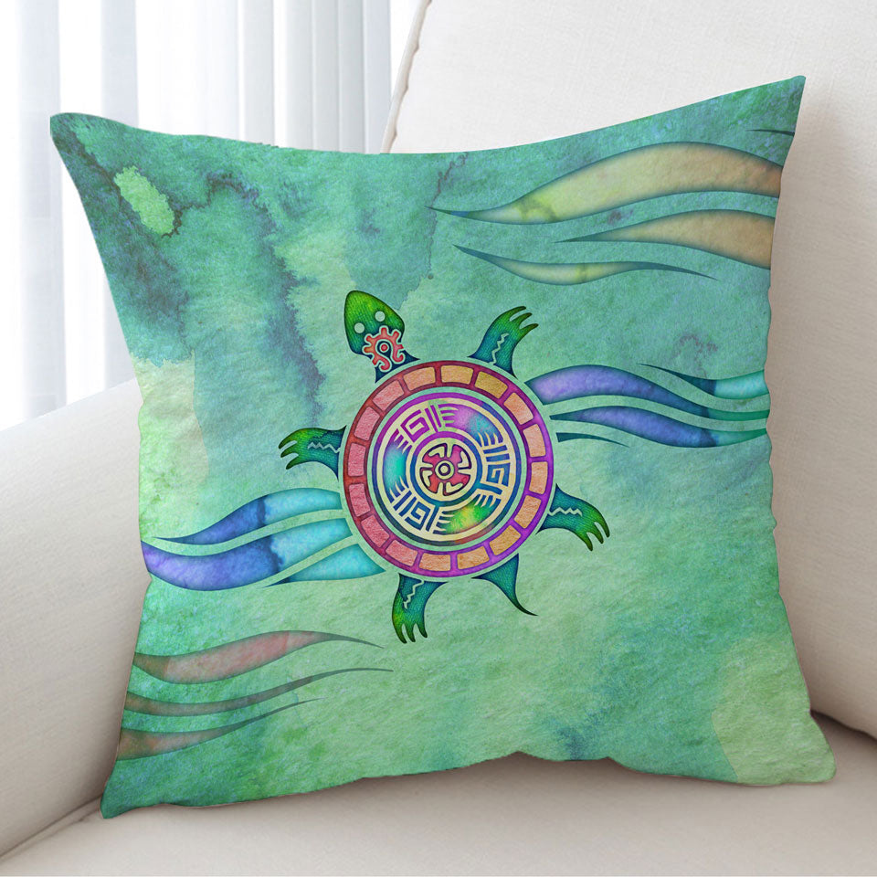 Native American Animal Art Painted Turtle Cushion Cover