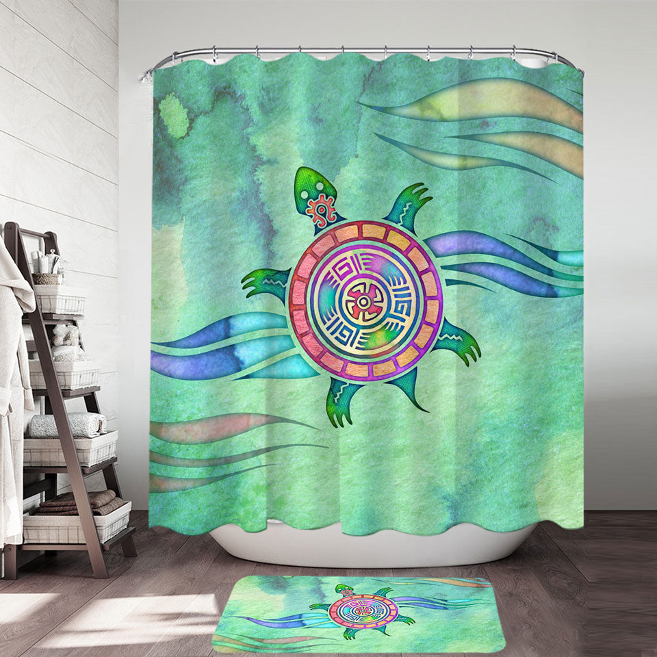 Native American Animal Art Painted Turtle Shower Curtain