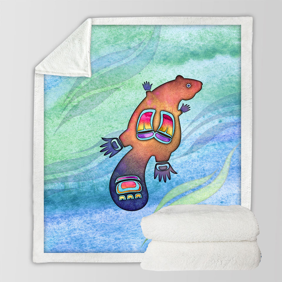 products/Native-American-Art-Cute-Painted-Beaver-Throw-Blanket