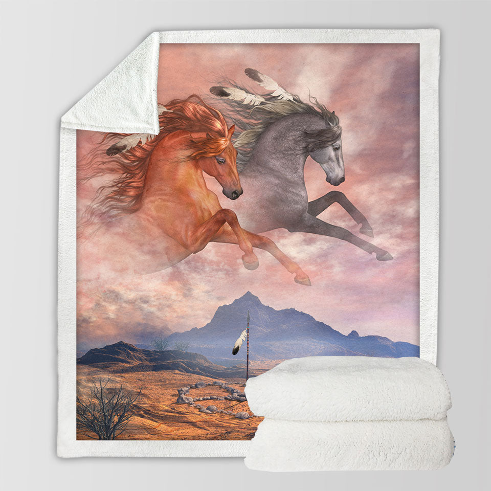 products/Native-American-Art-Throw-Blanket-Medicine-Wheel-Horses
