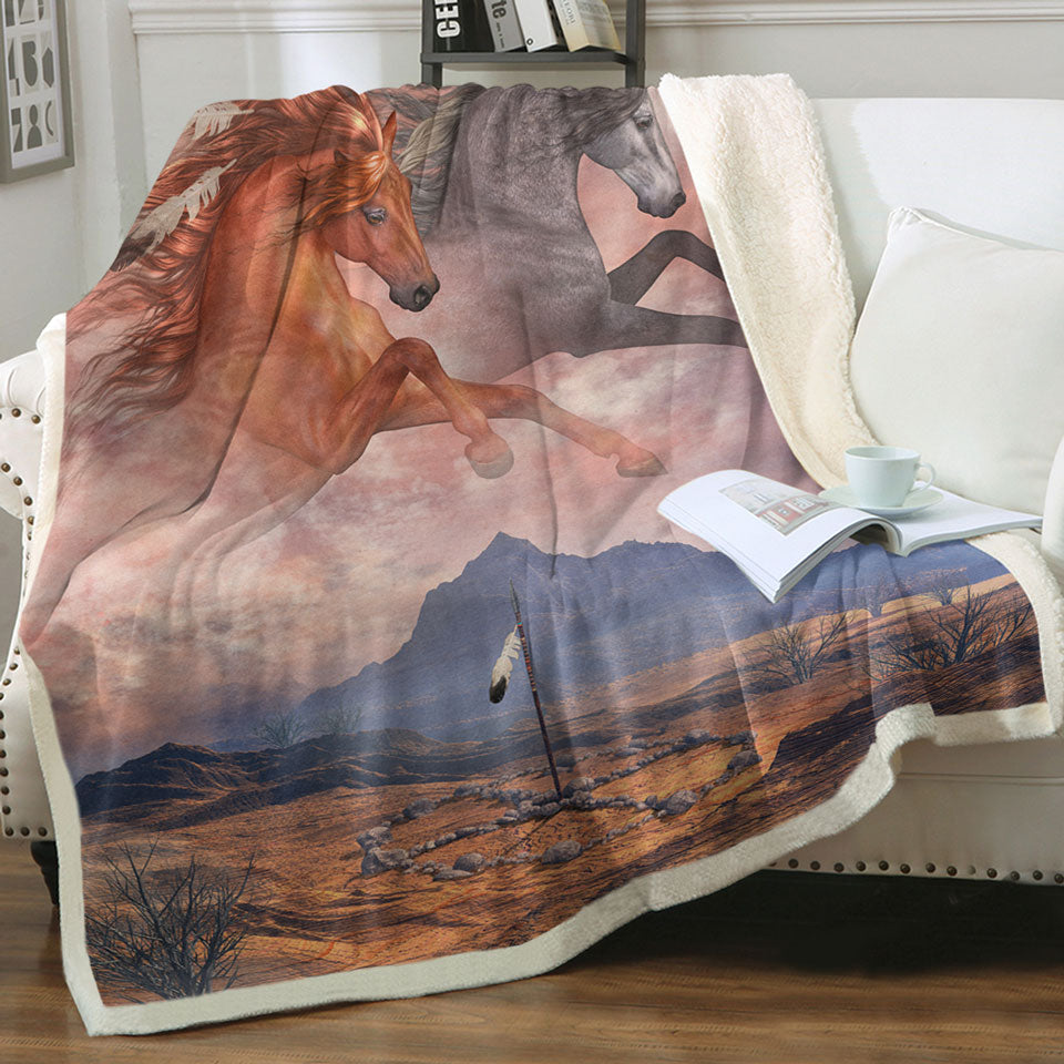products/Native-American-Art-Throws-Medicine-Wheel-Horses