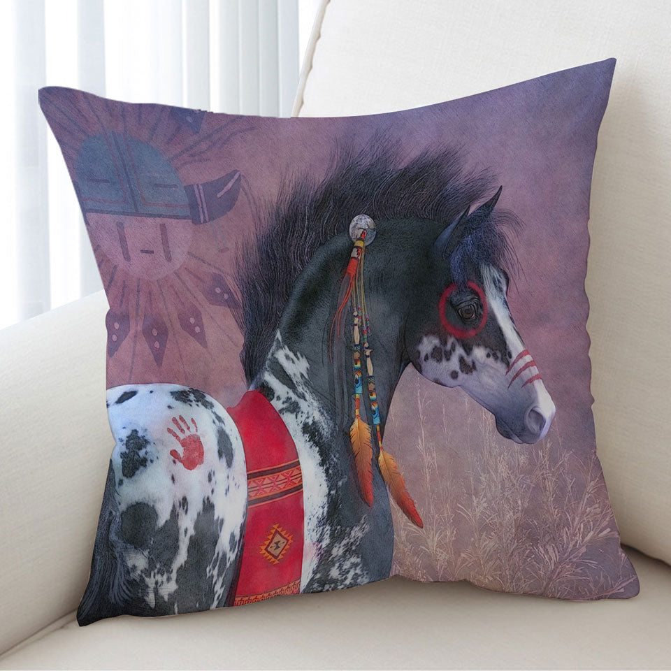 Native American Art on Painted War Pony Horse Cushion