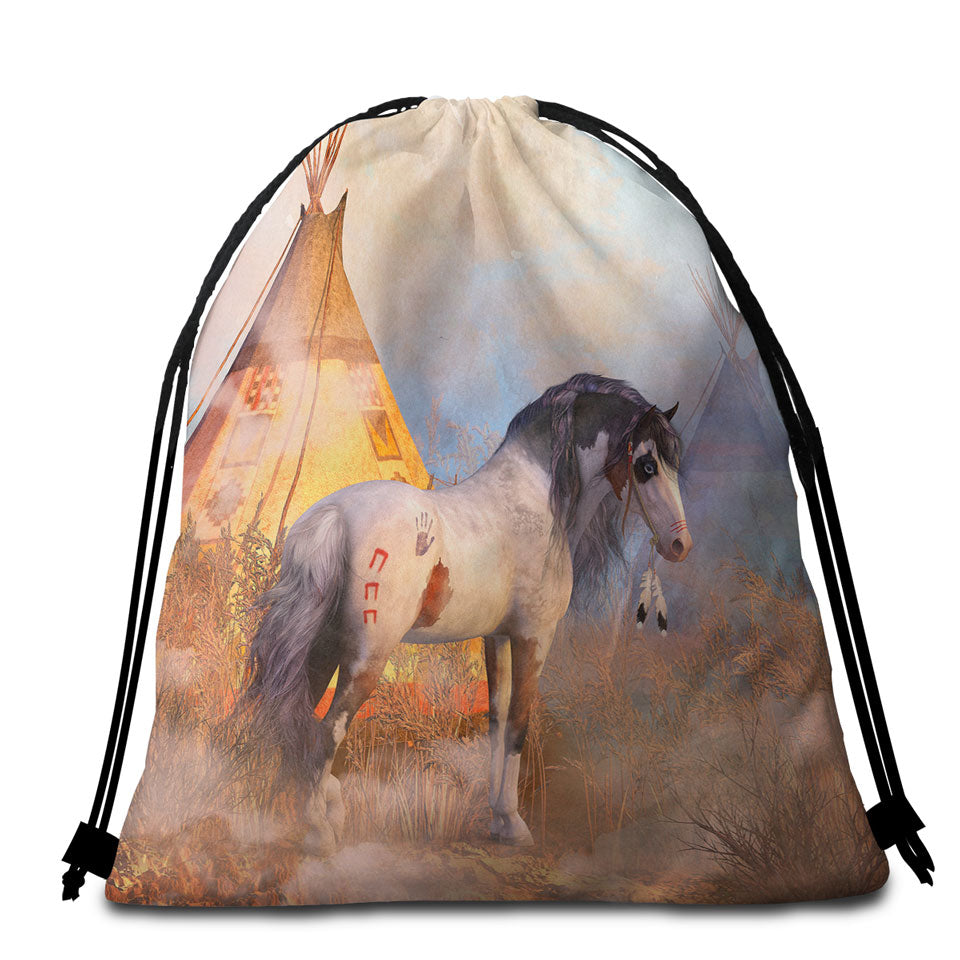 The Cloud Dancer Magical Native American Horse Beach Bag for Towel