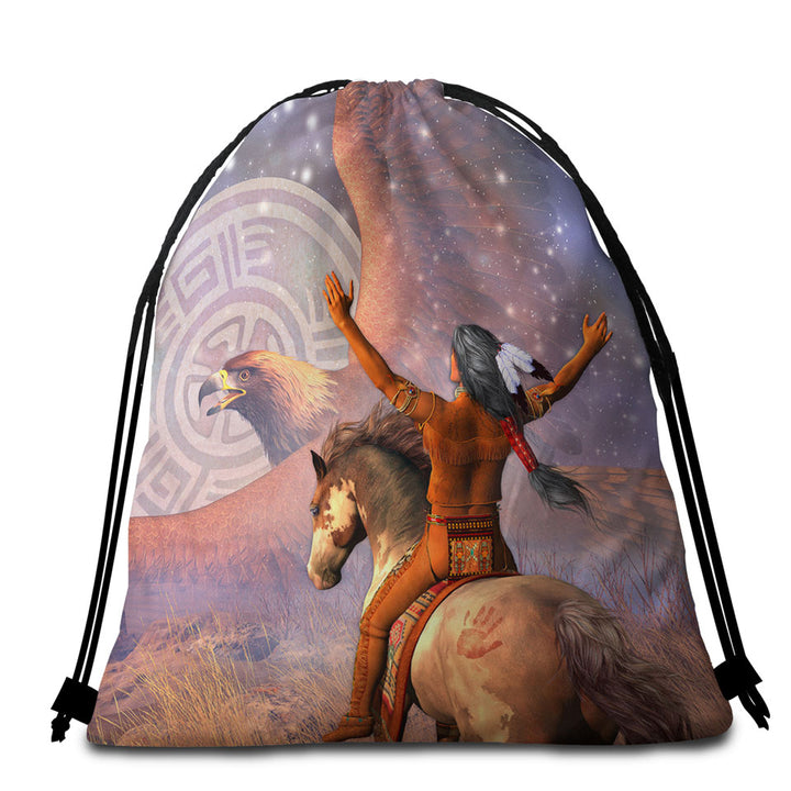 Christmas Magic White Unicorn Beach Towel Bags