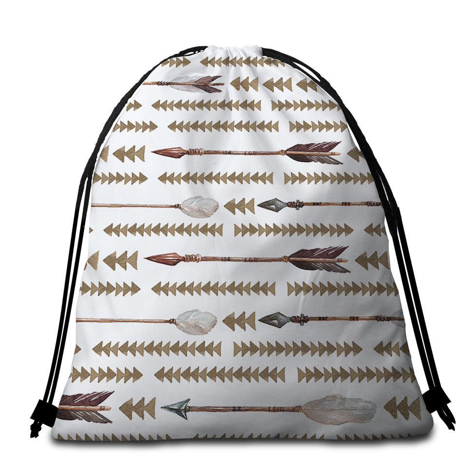 Native American Beach Towels and Bags Set Arrows Design