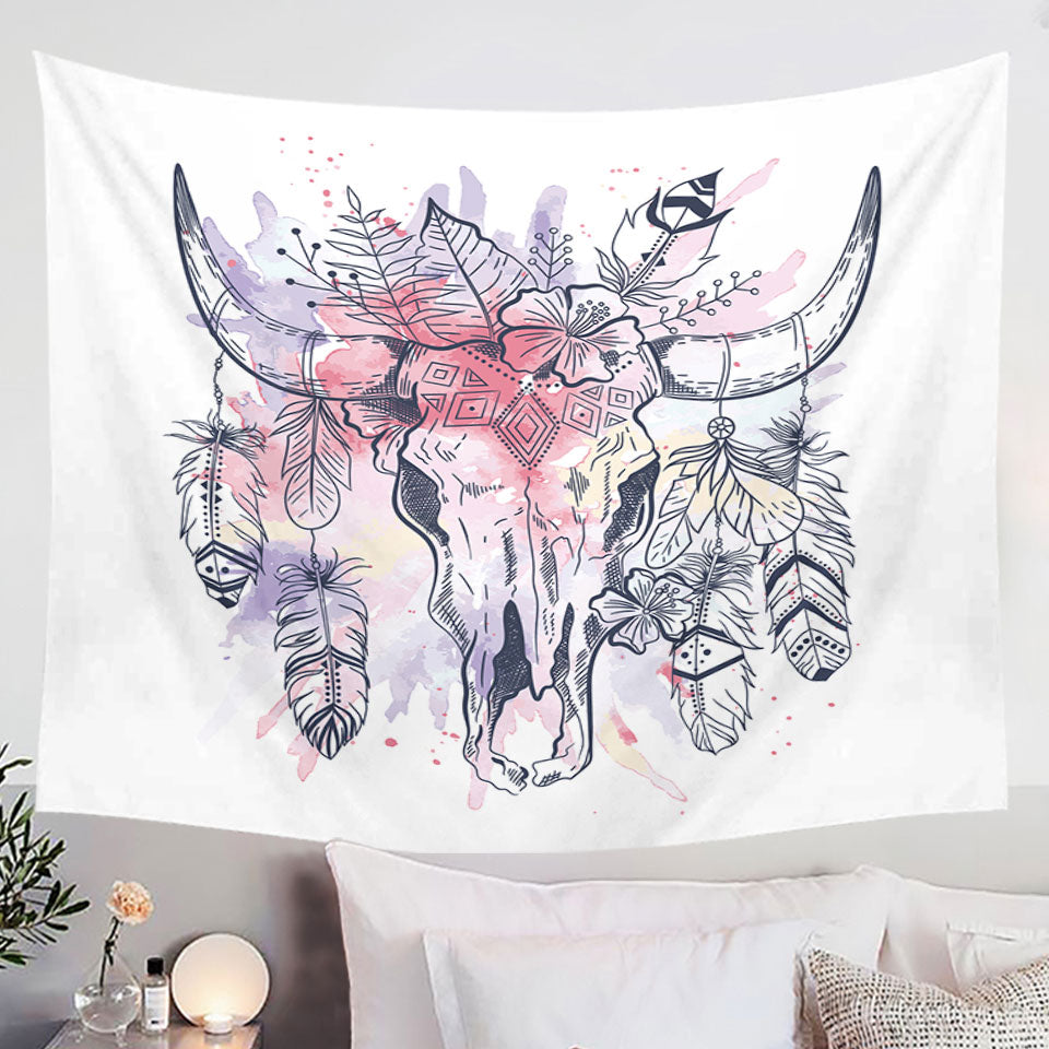 Native American Bull Skull Tapestries
