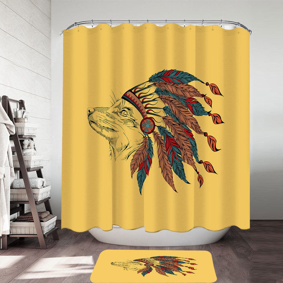 Native American Chief Fox Shower Curtain